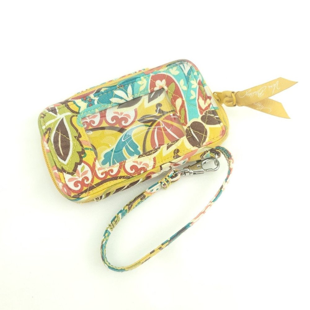 Vera Bradley Womens Yellow Floral Detachable Strap Bifold Wristlet Wallet